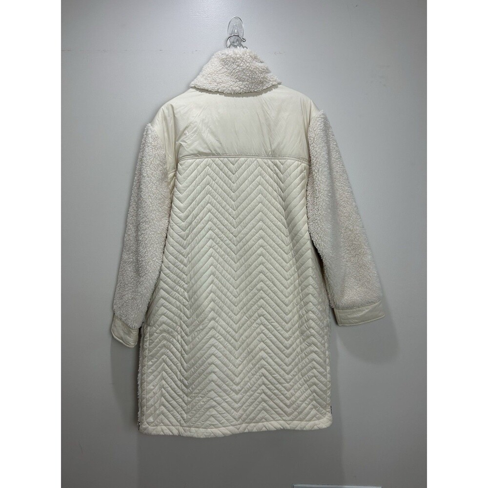 ATHLETA Cozy Day Hybrid Coat Sherpa Size Large Chantilly Cream - Picture 6 of 13